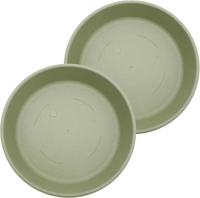 The HC Companies 17.5 Inch Classic Round Plant Saucer, Lightweight UV-Resistant Plastic Outdoor & Indoor Flower Pot Tray, 2-Pack Plant Pot Trays for Garden & Home Decor, Seafoam