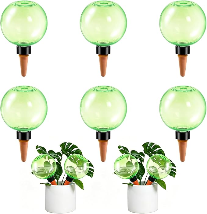6pcs Large Plant Self Watering Globes, 17.5 oz Plastic Water Bulbs Top Fill, Plant Watering Devices System Slow Release Terracotta, Water Spikes Stakes for Indoor(6pack)