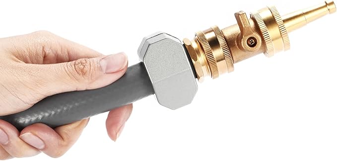 Jet Nozzle Power Washer for Garden Hose, Heavy Duty Brass Jetnozzle with Garden Hose Shut off Valve, Water Hose Nozzle High Pressure Powerful Washer 3/4" GHT, 1 Set