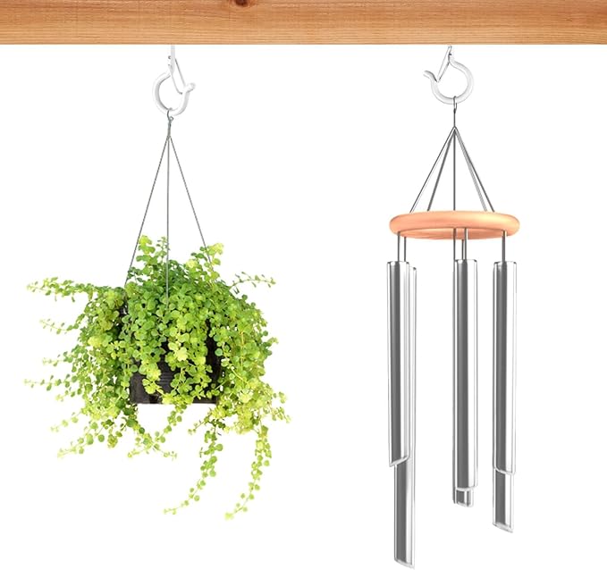 FSAH 48 PCS Q-Hanger Hooks, Screw Hooks for Outdoor String Lights, Safety Buckle Design Cup Eye Hook for Hanging Christmas Lights, Plants, Mounted on Wall Ceiling, Include 1 Wing Nut Driver, White