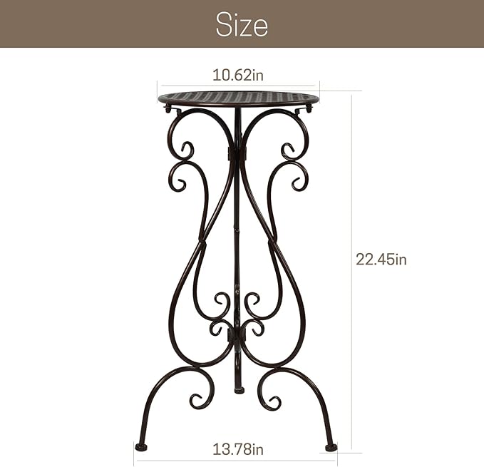NAKUPE 2 Pack Plant Stands Indoor Outdoor, Metal Flower Pot Holder 22.5 inch Tall, Heavy Duty Pedestal Plants Stand for Patio Garden Porch Corner Balcony, Brown