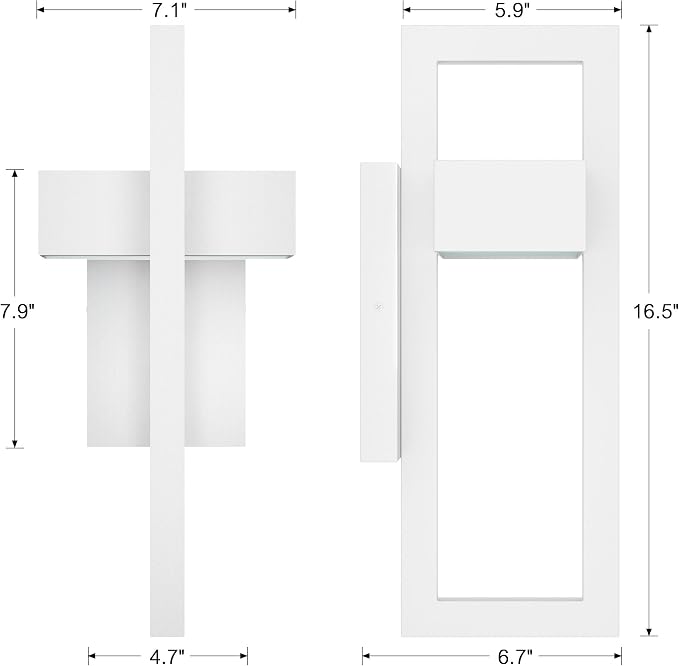 LamQee Modern Outdoor Wall Lights 3000K Integrated LED Outdoor Wall Sconces Lighting, Contemporary Exterior Lighting Fixtures Outside Wall Mount Lights for House Porch Front Door Garage, Matte White