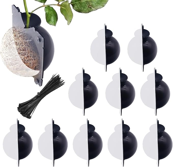 10 PCS Air Layering Propagation Kit -Thicker Version with Reusable Half Transparent Plant Rooting Propagation Ball & Plastic Twist Ties - Plant Grafting Rooting Grow Ball(Size: Medium)