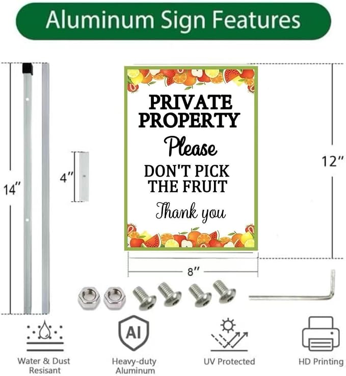 Do Not Pick fruit yard Sign With Stake,Protecting Fruits Yard Sign,Garden Sign With Stake Garden Farm Decor Fence Yard Outdoor For Private property(8x12in)