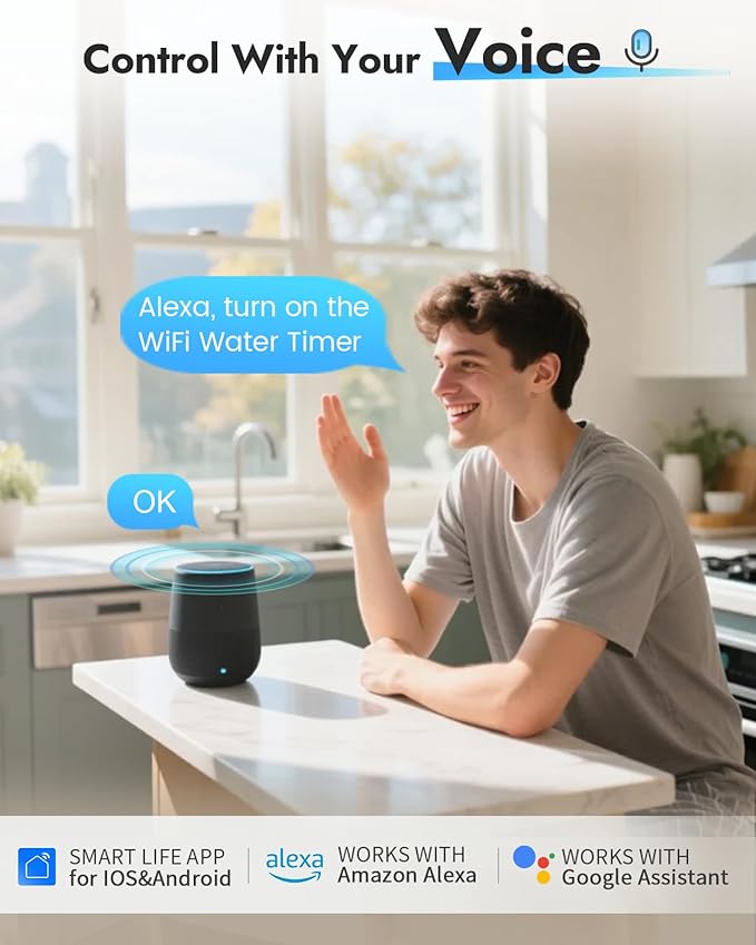 Insoma 2-Zone WiFi Water Timer Brass Inlet Outlet, Smart Sprinkler Timer, No-Gateway 2.4GHz, APP Remote Control WiFi Hose Timers, Voice Control with Alexa, Rain Delay and Manual Mode for Lawn Watering