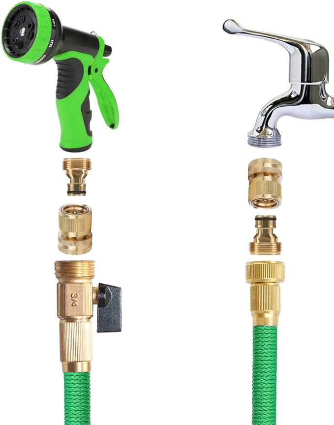 Quick Connect Hose Fitting, Solid Brass Garden Hose Quick Connectors 3/4 Inch Thread No-Leak Water Hose Repair Fittings Male and Female Hose Adapter - 5Packs