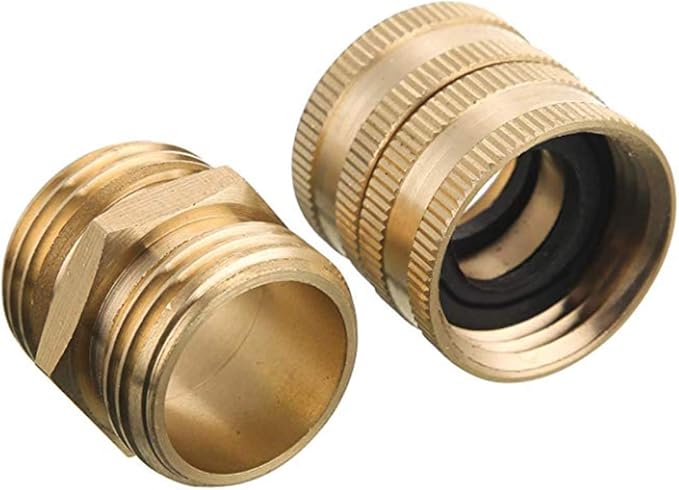 Hourleey Garden Hose Adapter, 3/4 Inch Solid Brass Hose Connectors Adapters Male to Male, Female to Female, 4 Pack