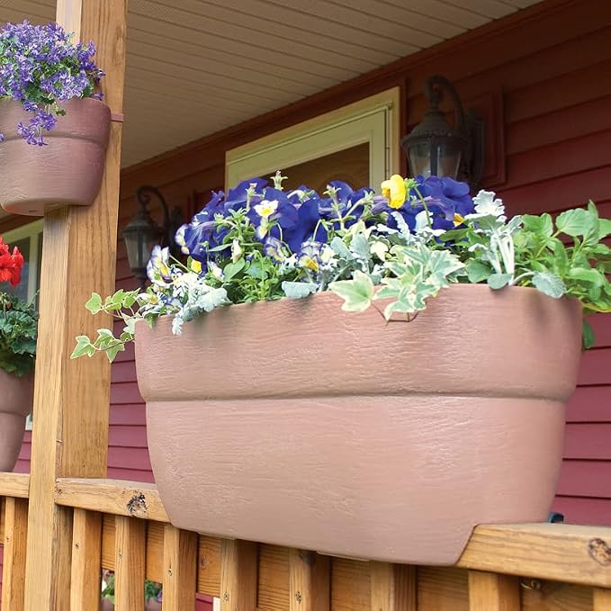 Bloomers Railing Planter with Drainage Holes- 24” W- Sage Green
