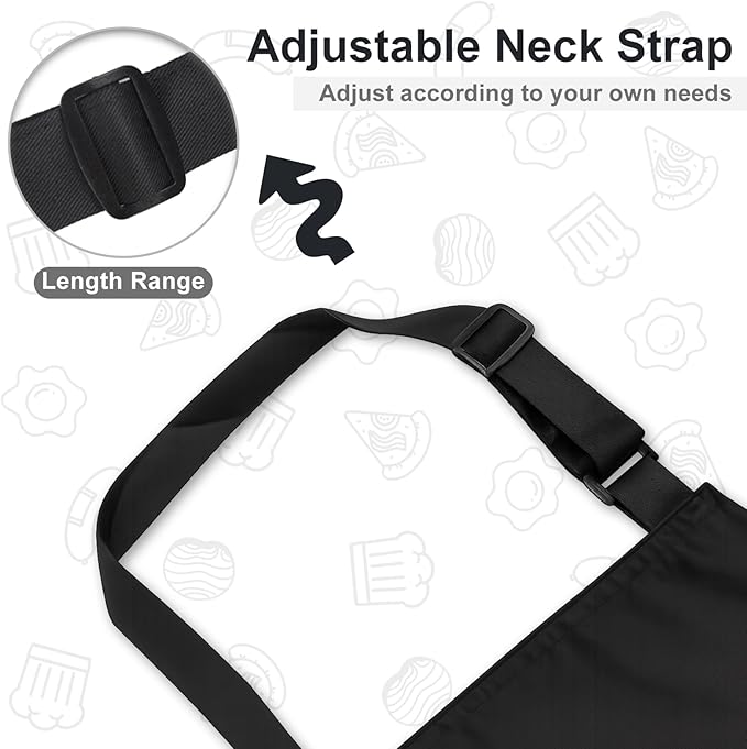 VALOME 2 Pack Kitchen Aprons, Apron for Cooking with 2 Pockets, Unisex Adjustable Neck Strap Chef Aprons for Men Women