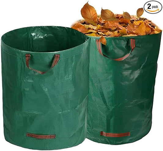 2-Pack 80 Gallon (33H x 26D Inches) Reusable Standable Yard Waste Bags with 4 Handles for Leaves, Debris, Grass Clippings, Garden Trash
