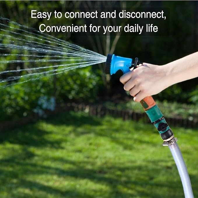 Hose Shut Off Valve - Garden Hose Connectors, 5PCS Hose Quick Connector with Valve + 10 Pcs Rubber Washers + 10Pcs Male Adapter, Standard 3/4" Thread