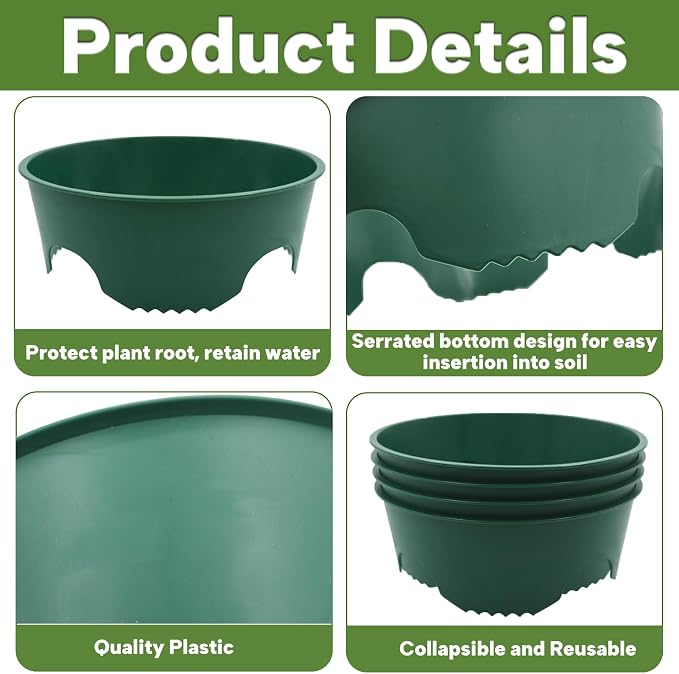 6-Pack Planting Grow Rings, 8.6-Inch Round Plant Support Rings Garden Guard & Edging, Deep Watering for Vegetables Herbs Flowers