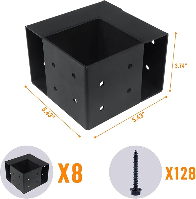 Heavy Duty Workbench Bracket Kit – Set of 8 Steel 3-Way Brackets for 4x4 and 2x4 Lumber, Ideal for DIY Garage Work Bench Legs, Woodworking Tables, Workshop Shelves, Planer Stands, and Kitchen Islands