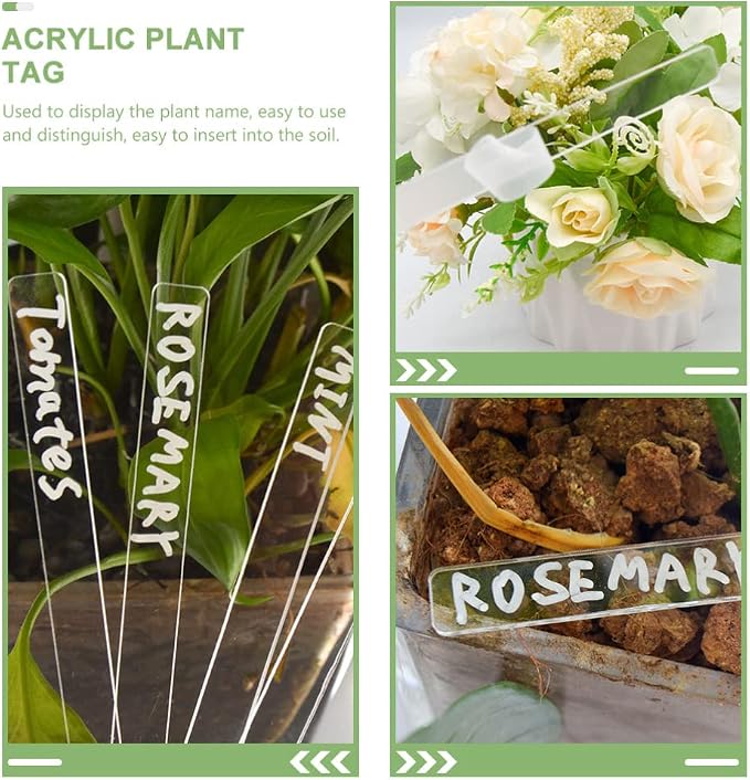 Garneck 4sets Acrylic Plant Label Tags Garden Plant Markers DIY Blank Name Tags Markers Waterproof Garden Label for Identification 24pcs*4