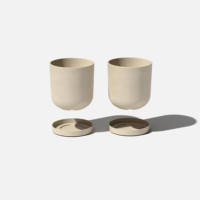Veradek Mason Series Lima Planter - Round Planter for Indoor or Outdoor Porch/Garden | Made from Plastic-Stone Composite with Drainage Holes | Modern Décor for Succulents, Flowers, Small Plants