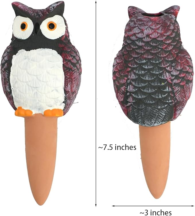 Owl Shaped Self-Watering Spikes - Effortless Plant Care for Your Garden, Whimsical and Charming Design for Indoor and Outdoor Plants, Keep Your Plants Hydrated While on Vacation