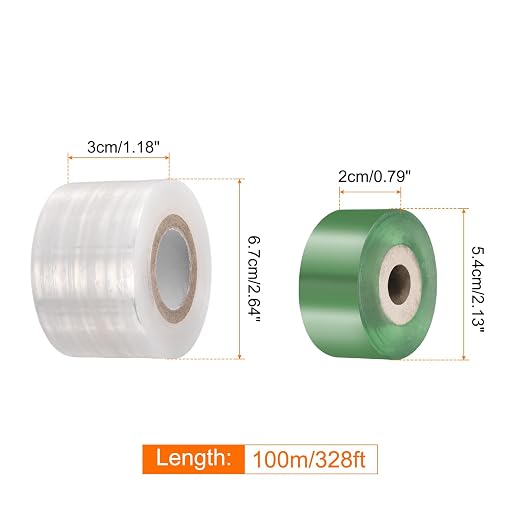 HARFINGTON 2 Rolls Fruit Tree Grafting Tape 2CM 3CM Width 100M Length PE Stretchable Garden Grafting Tool Plants Self Adhesive Floristry Film for Floral Tree and Poly Budding, Green White
