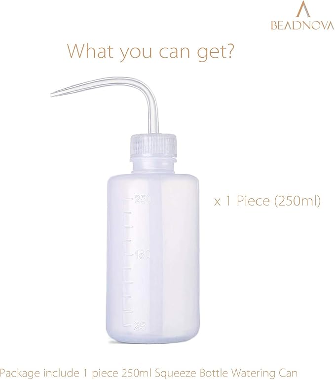 BEADNOVA Squeeze Plant Watering Bottle 250ml 8oz Small Wash Bottle Squeeze Plastic Watering Can for Indoor Plants Succulents (1pc)