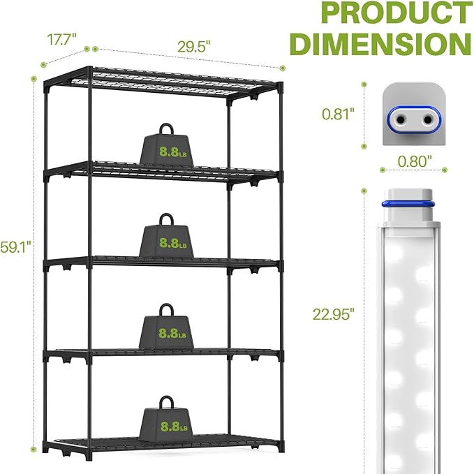 Indoor Greenhouse with Grow Light, Mini Greenhouse with 4 Pack 36W Grow Lights for Indoor Plant, Seed Start, Seedling, Seed Trays, 17.7" W x 29.5" L x 59" H