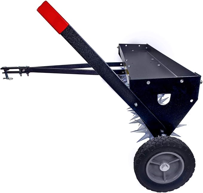 Brinly SAT2-40BH-P Tow Behind Spike Aerator with Transport Wheels, 40" - Hammered Black