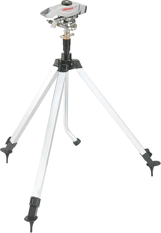 Gilmour Pro Telescoping Extra Large Area Circular Water Sprinkler for Lawn, Tripod Sprinkler with 8,500 sq ft Coverage, White/Black