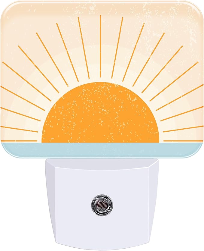 Night Light Abstract Sun Rise Plug-in Wall LED Night Lamp with Dusk-to-Dawn Smart Sensor Lamp for Adult Bedroom Living Room Hallway Kitchen
