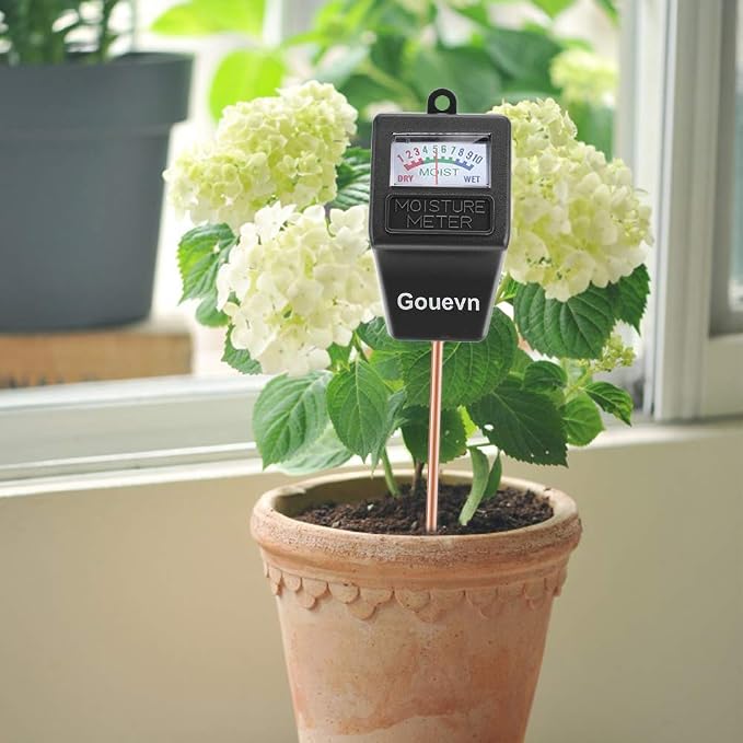 Gouevn Soil Moisture Meter, Plant Moisture Meter Indoor & Outdoor, Hygrometer Moisture Sensor Soil Tester Plant Water Meter for Potted Plants Garden, No Battery Needed (Black)