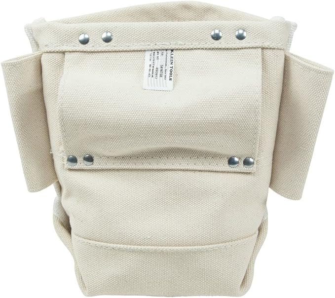 Klein Tools 5416TSR Tool Bag, Bolt Bag with Bull Pin Loops and Drain Holes, Sturdy No. 4 Canvas, Tunnel Loop Connect, 5 x 9 x 10-Inch (Pack of 2)