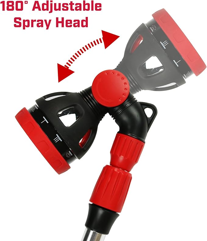 Chapin International 4673 10 Pattern Rotatable Nozzle and 39 to 56 inches Extension Telescoping Watering Wand, Black/Red, 39-56 inches
