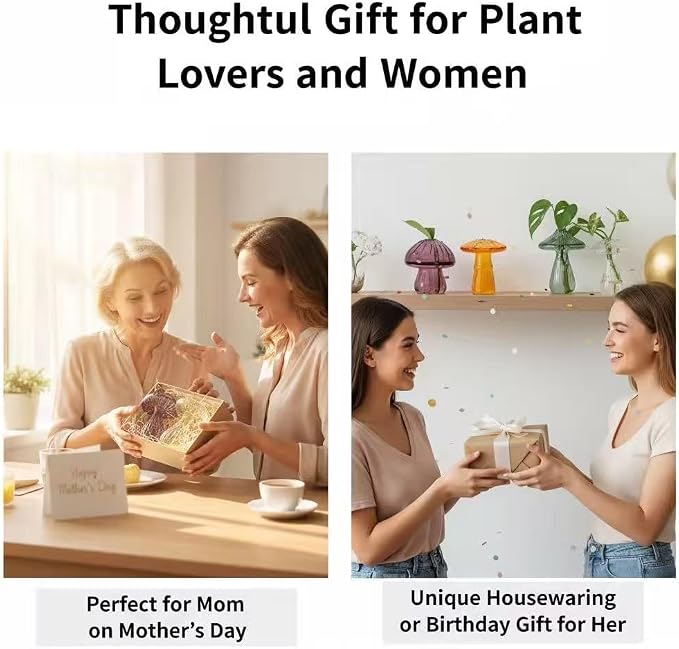 Plant Propagation Stations Mini Vase Set, Set of 3 Colored Glass Vases for Indoor Plants, Mini Plant Terrarium for Home Garden Window Office Mushroom Decoratioins