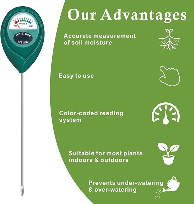 XLUX Soil Moisture Meter (Since 2015) - Durable 304 Stainless Steel Probe & Virgin ABS - Instant Read Hygrometer for Garden, Indoor & Outdoor Plants (Upgraded Design)