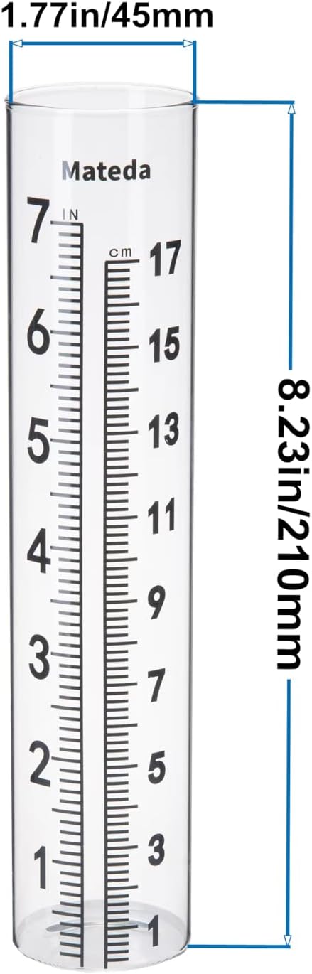 7" Capacity Rain Gauge with Stainless Steel Mounting Rack Holder, Post Mount Rain Gauge or Yard Garden Outdoor Home (Style C)