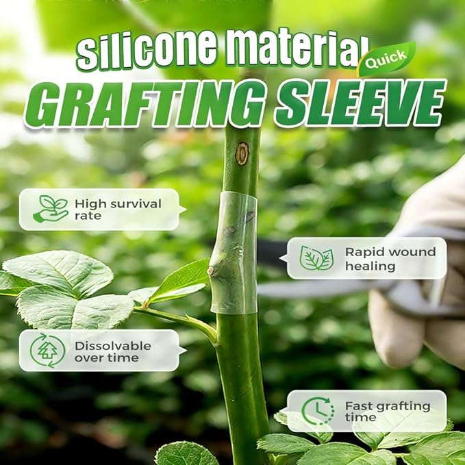 Silicone Grafting Sleeves for Fruit Trees,3-7.5MM High-Elastic Clear Plant Grafting Tubes,Professional Grafting Repair Tape for Fruit Trees, Plants, Broken Stem, Floral,Promotes Tree Healing (100PCS)
