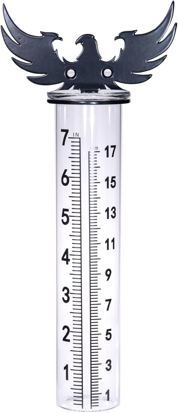 7" Rain Gauge Outdoor, Accurate Glass Tube Best Rated with Eagle Shape Rack, Decorative Eagle Rain Measure Tool for Garden, Lawn, Patio (Style C)