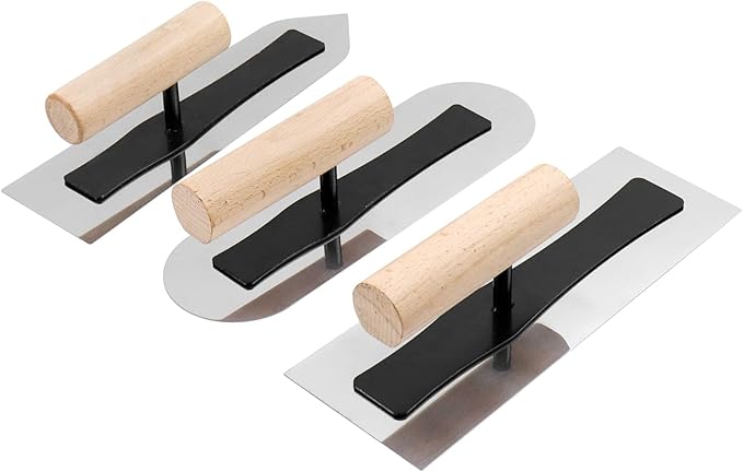 Semetall 3PCS Stainless Steel Venetian Plaster Japanese Finishing Trowel Set Art Paint Plastering Hand Tools - 9" Length