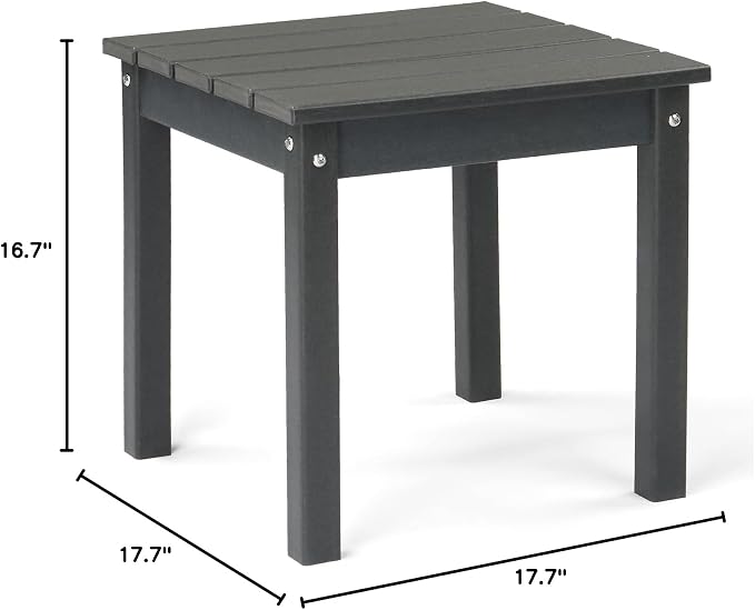 Outvita Adirondack Side Table, 18 Inch Square Outdoor End Table, HDPE Weather Resistant Coffee Table for Patio Balcony Deck Garden, Gray
