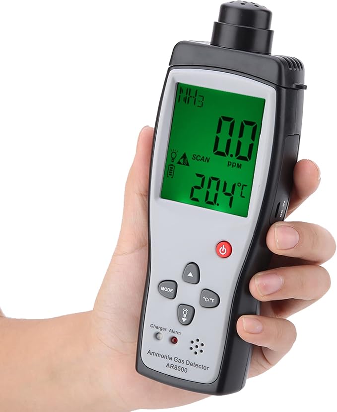Fafeicy Smart Sensor AR8500 Gas Detector, ABS Material, High Sensitivity NH3 Monitor, Handheld Tester for Farms, Power Plants, and Mines
