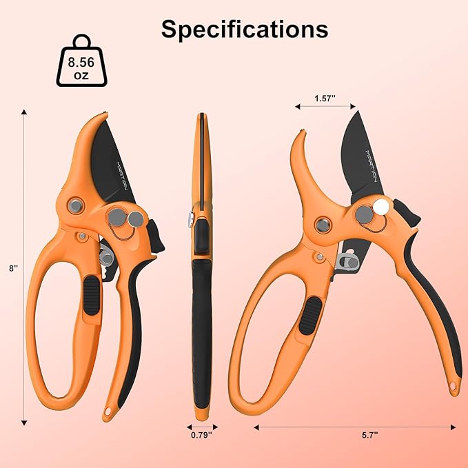 8” Detachable Pruning Shears – Heavy‑Duty Garden Clippers Made of Japanese Steel with Self‑Locking Safety, Ergonomic Non‑Slip Grip Garden Scissors for Plants Cutting, Ideal Gift for Father's Day