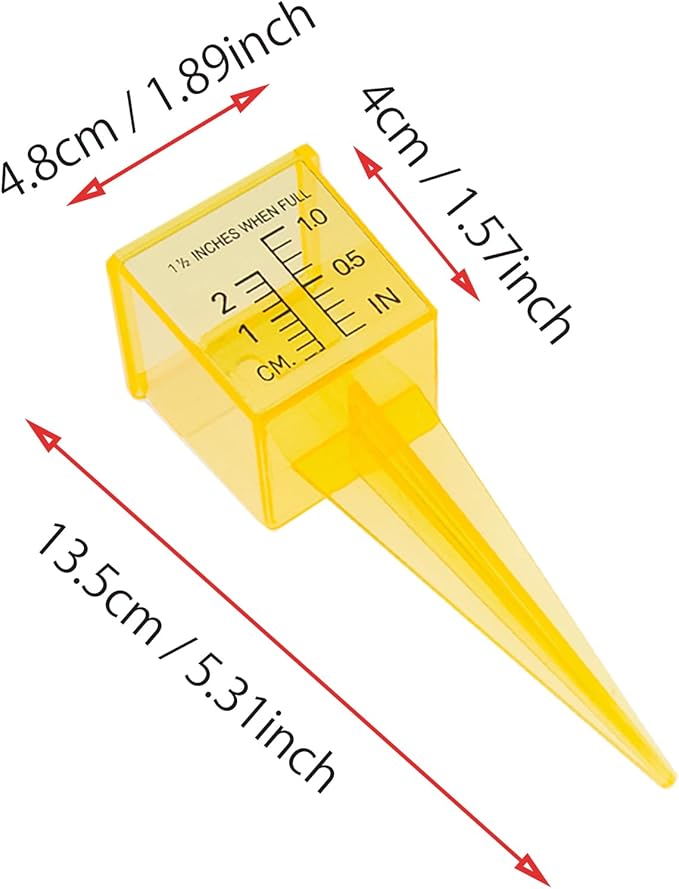 4 Pcs Rain Gauge Outdoor 1.5" Sprinkler Gauge Yellow Sprinkler Measuring Cups with Wide Mouth
