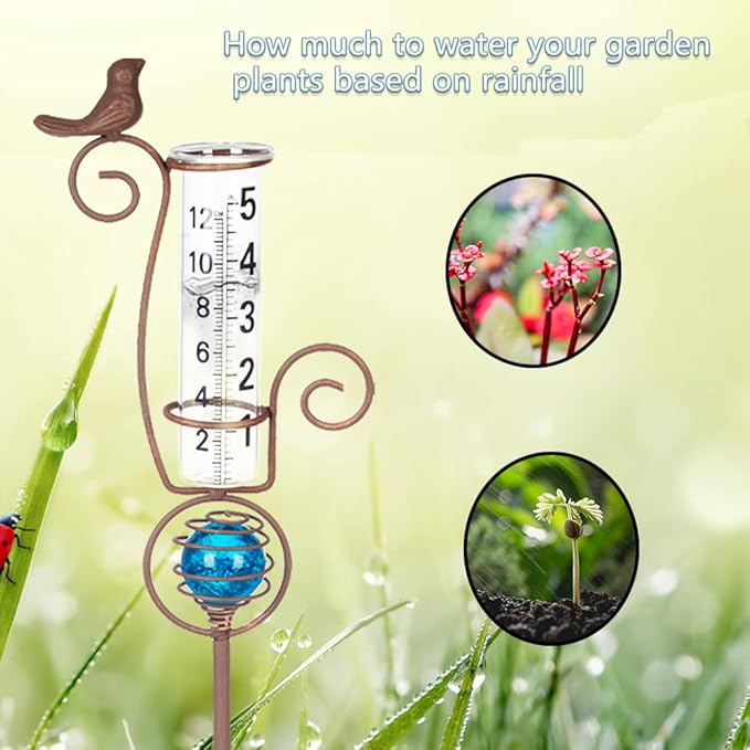 27'' Rain Gauge Outdoor, Rain Gauge with Luminous Beads for Garden, Yard, Patio, Pathway