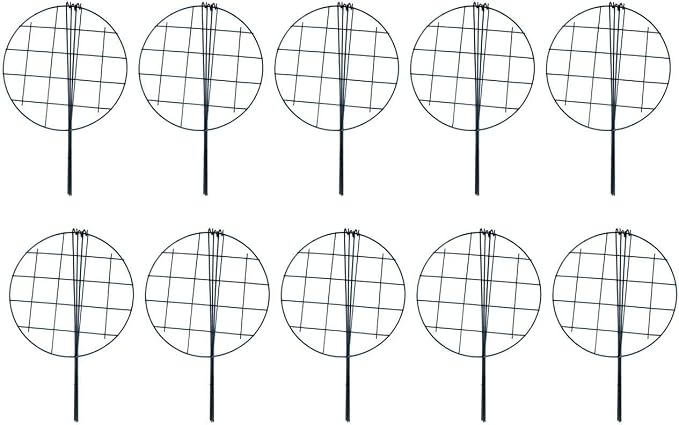 10 Pack 20 x 30 inch Poeny Cage Grow Through Grid Plant Brace Flower Support Rings,Round Metal Plant Stakes Rings, Strong Large Garden Supports for Flowers, Peonies, Rose, Lily