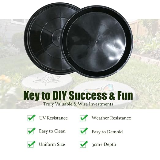 8 Pcs Stepping Stone Mold, Round Plastic Paver Molds for Concrete, Dia 11.8in/ 1.37 in Depth Cement Black Tray, Reusable DIY Form for Paving Garden Path, Walkway, Patio, Outdoor Landscaping
