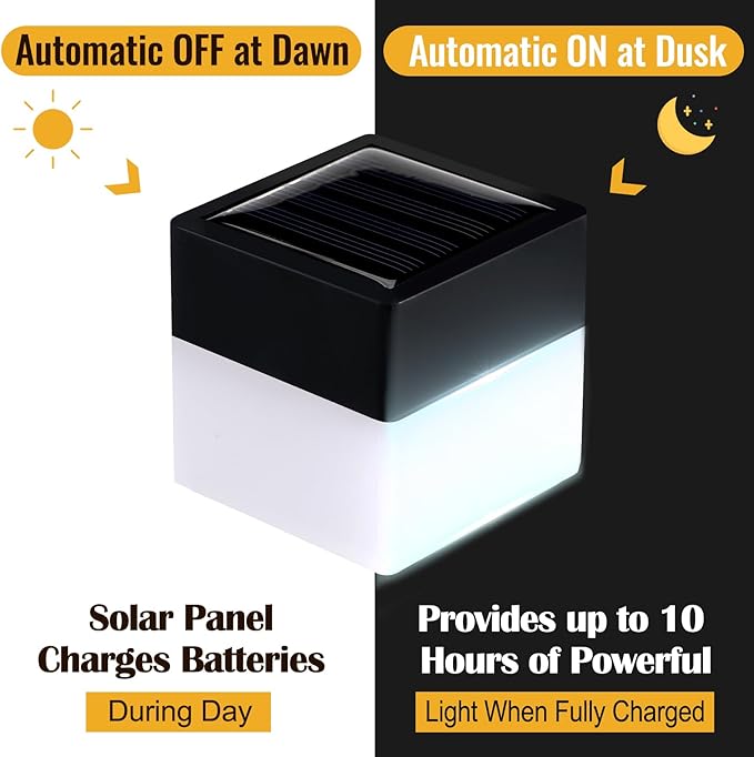 Tujoe Solar Post Cap Lights Fence Post Solar Lights 2in x 2in (5cm x 5cm)(White,20 Pack)