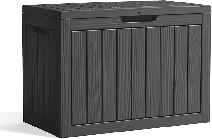 ROJIK 54 Gallon Outdoor Deck Box, Resin Waterproof Storage Box, weatherproof Deck Boxes Outdoor, Sturdy Deck Box for Furniture Cushions & Gardening Tools (Black)
