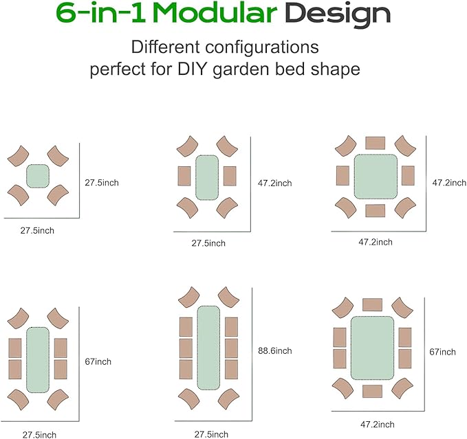 Aoodor 17" Tall Oval Galvanized Raised Garden Bed Kit, 6-in-1 Large Metal Outdoor Planter Box for Vegetables, Flowers, and Herbs, 7.5 x 2.3 x 1.5 Ft, Beige