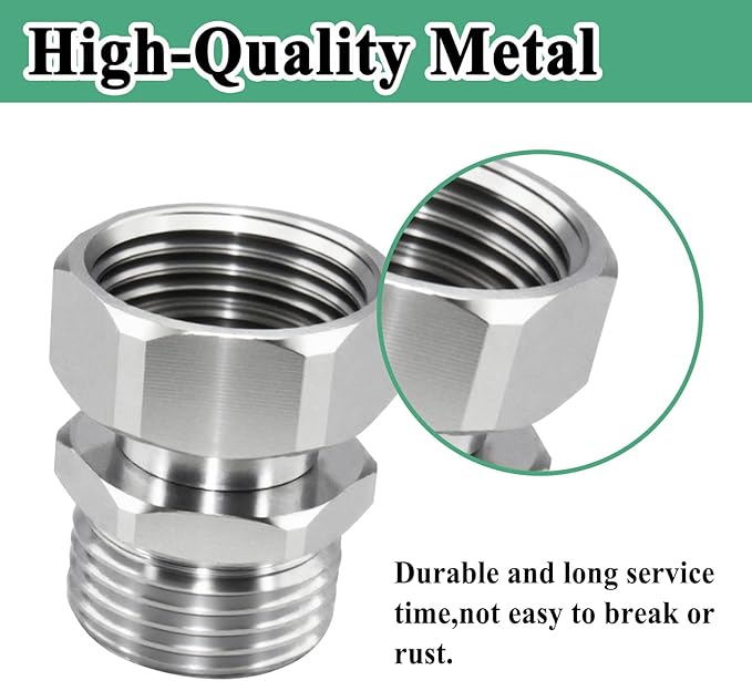 Garden Outdoor Hose Swivel Adapter, 3/4 GHT Male and Female, Water Pipe Connectors with Washer