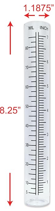 Sunset Vista 8.25 Inches x 1.25 Inches Rain Gauge Glass Tube