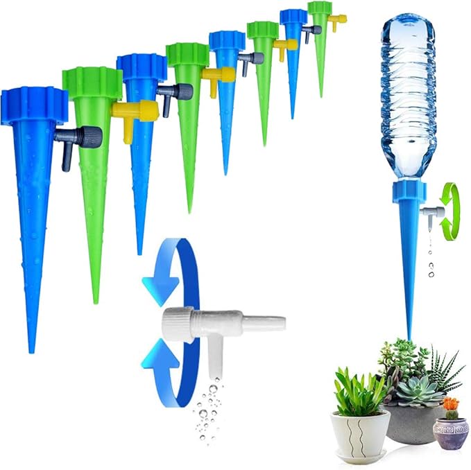 ARTEM Plant Waterer Self Watering Spikes System Automatic Vacation Drip Irrigation Watering Devices with Slow Release Control Valve Switch for Garden Plants Indoor & Outdoor (12 Packs)