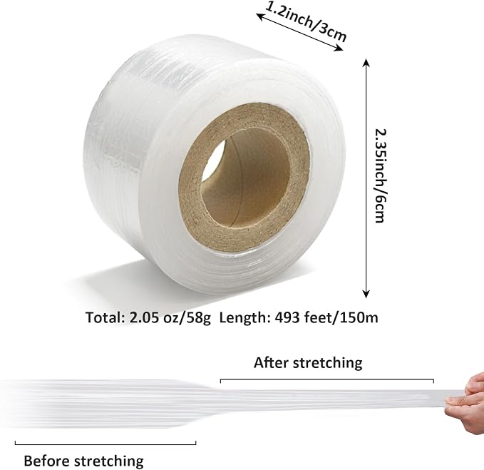 Grafting Tape 3 Pack – Stretchable Self-Adhesive Plant Grafting Film, Budding & Nursery Repair Tape for Fruit Trees, Floral Plants, Garden Stem Fix & Plant Support (Clear)
