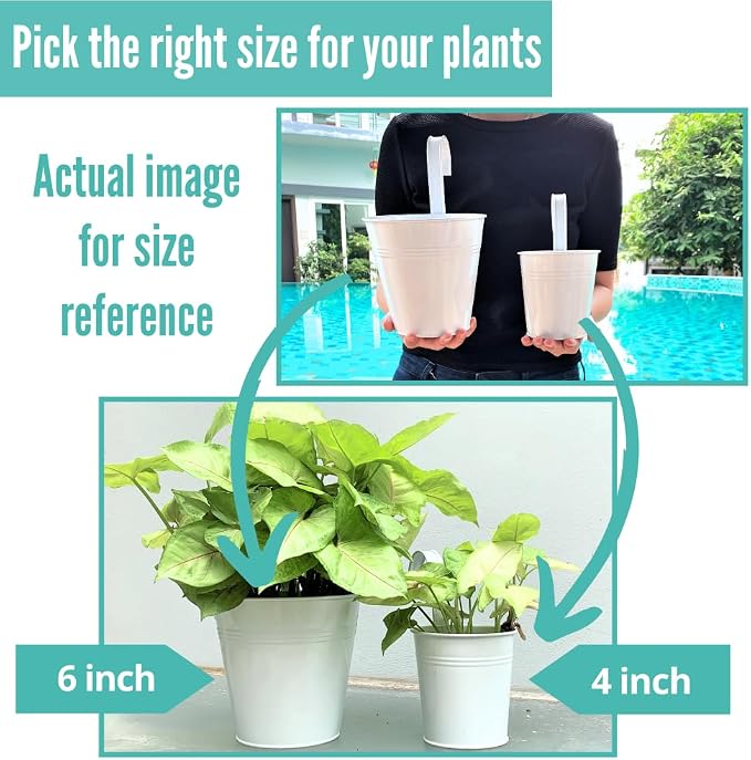 LaLaGreen Rail Planter (6 Inch, 12 Pack) Black Large Metal Hanging Flower Railing Fence Balcony Gardening for Apartment Patio Planters Outdoor Deck Decoration Modern Garden Iron Porch Decor Pots
